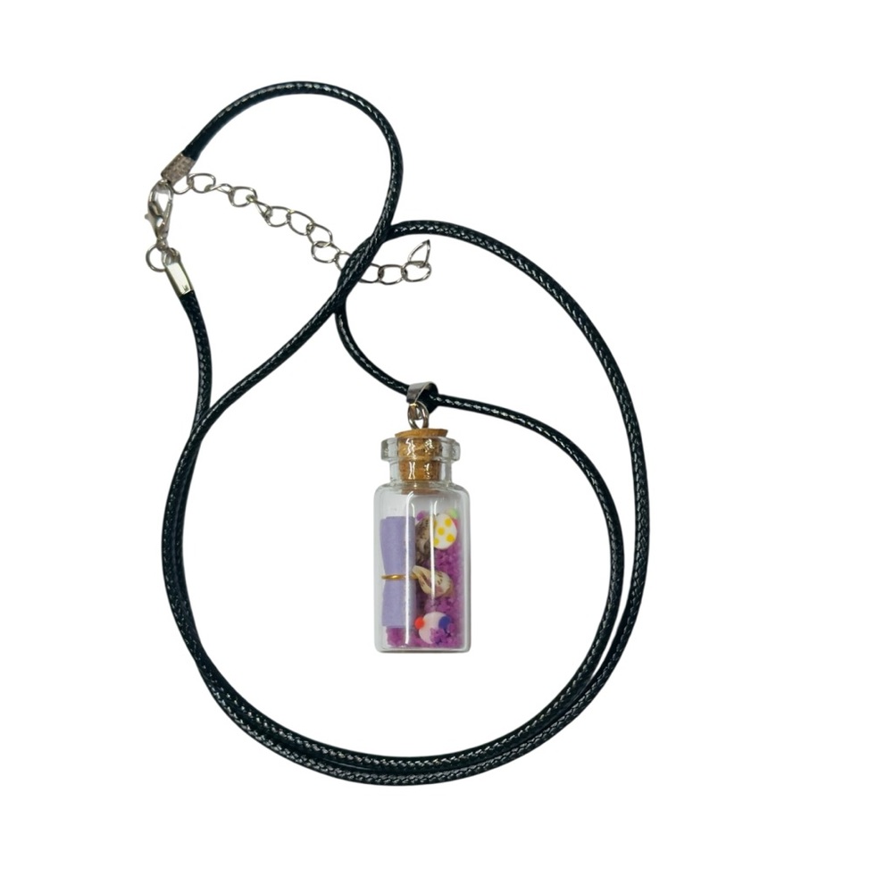 UNBRANDED Message In A Bottle FLUORESCENT Purple Pendant NECKLACE #2